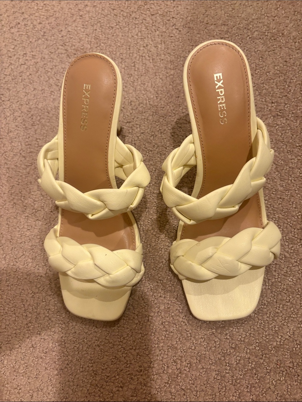 Express Braided Slide Heels in Cream